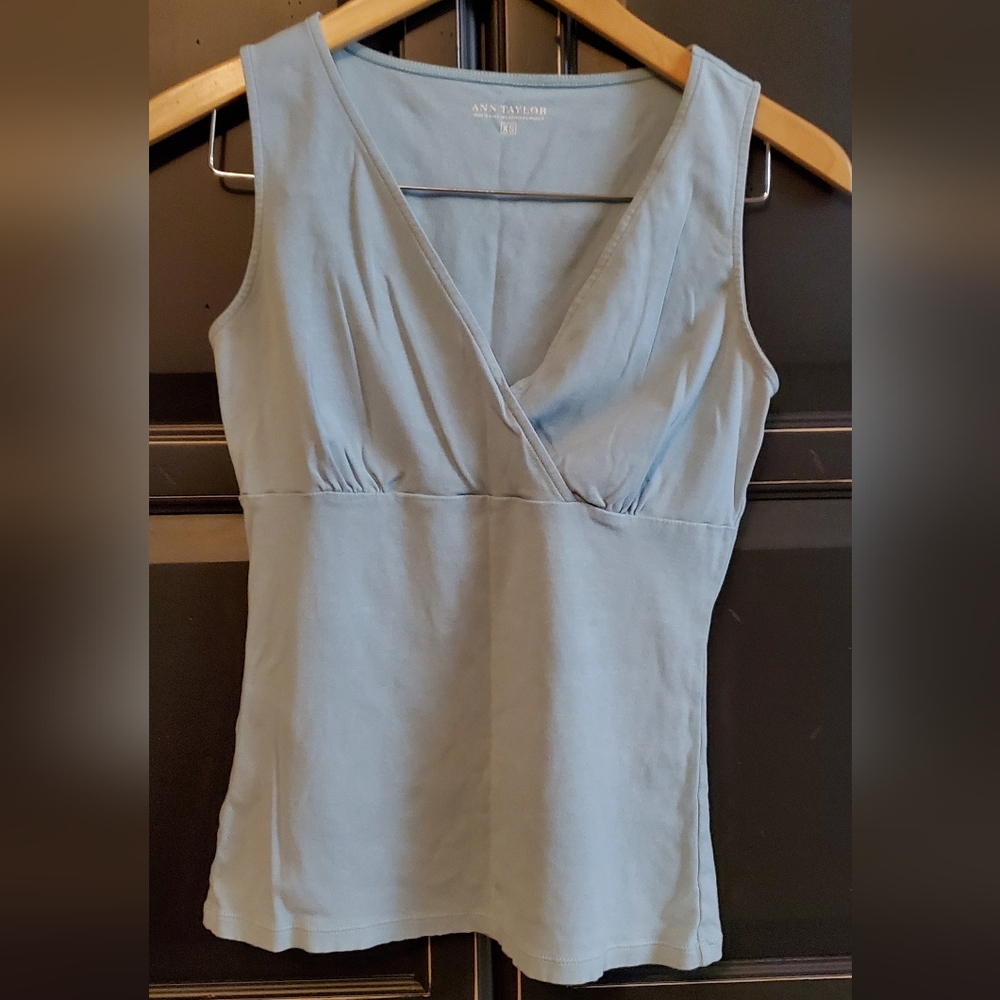 Ann Taylor Blue Cotton Blend Top